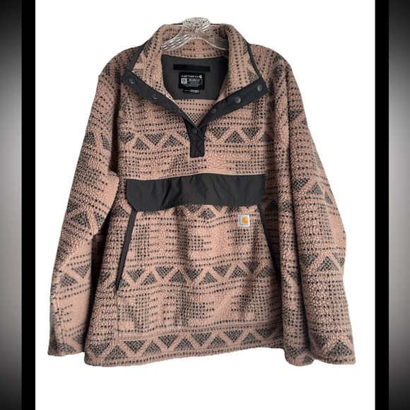 Carhartt Jackets & Blazers - Carhartt Women’s Aztec Fleece Tan Pullover Relaxed Fit Sz XXL